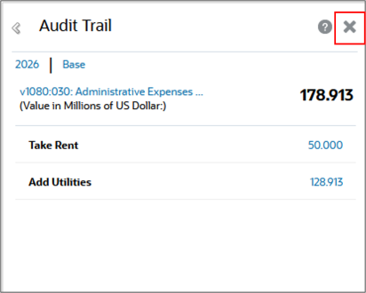 Fermer le panneau Trace d'audit